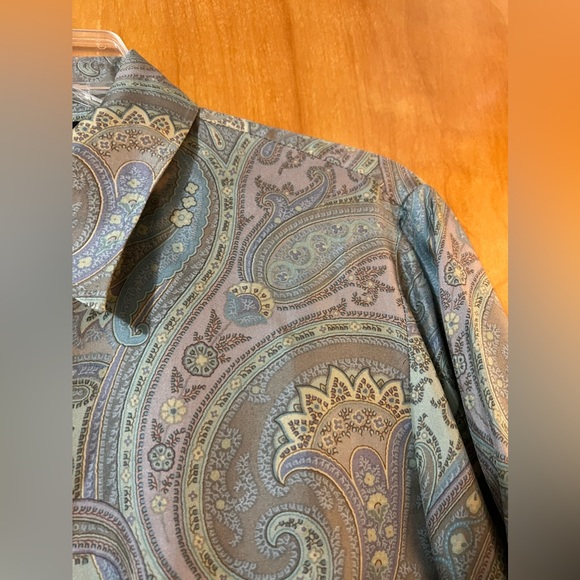 Lafayette 148 New York Button Up Short Muted Paisley Silk Long Sleeve Blouse 6 - Picture 13 of 15